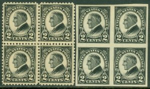 EDW1949SELL : USA 1923 Sc #610-11 Blks of 4 Very Fine Mint Never Hinged. Cat $44