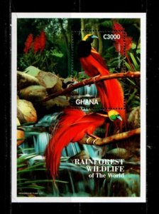 Ghana 1996 - Rainforest Animals Birds - Souvenir Stamp Sheet - Scott #1865 - MNH