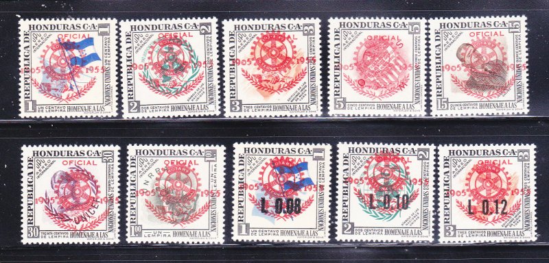 Honduras C231-C240 Set MNH Overprint