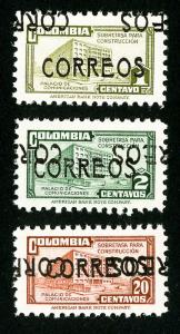 Colombia Stamps # 562-4 VF OG NH Double Overprint Set of 3
