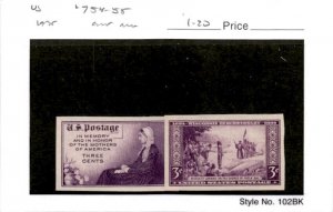 United States Postage Stamp, #754-755 Mint No Gum, 1935 Mother, Nicolet (AL)