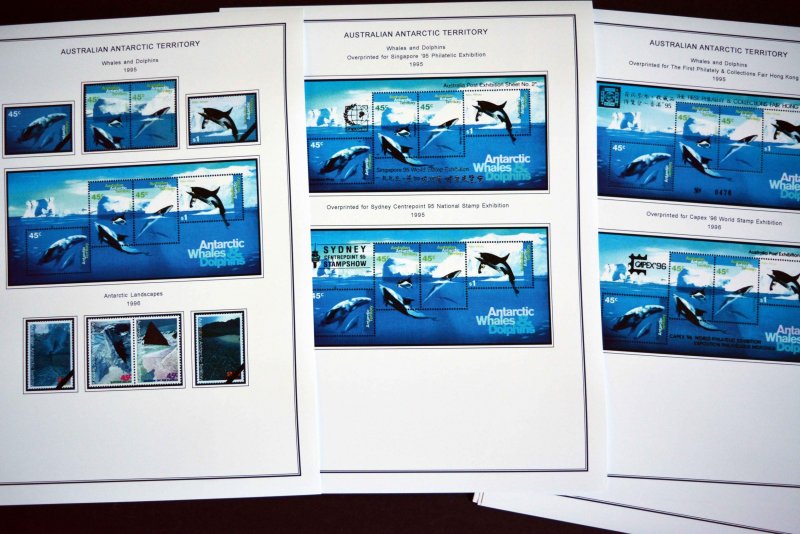 COLOR PRINTED AUSTRALIAN ANTARCTIC 1957-2020 STAMP ALBUM PAGES (44 illus. pages)