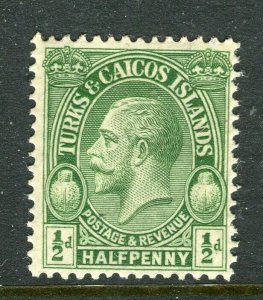 TURKS & CAICOS; 1922-26 early GV issue Mint hinged Shade of 1/2d. value