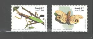 BRAZIL1987 BUTTERFLIES #2107 - 2108 MNH