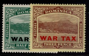 DOMINICA GV SG57-58, 1918-19 WAR TAX set, M MINT.