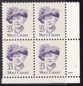 United States 1986 Great Americans 23c Mary Cassatt Plate Number Block VF/NH