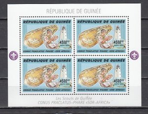 Guinea, 2006 Issue. Scouts and Seashells and Lighthouses, 4500 sheet of 4.