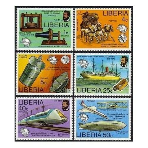 Liberia 742-747,C212,MNH.Michel 997-1002,Bl.81. A.Graham Bell,1976.UPU,Concorde, 