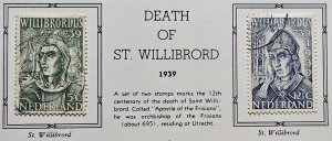 Stamp Europe Netherlands 1939 Death of St. Willibrord A41 #212-3 used