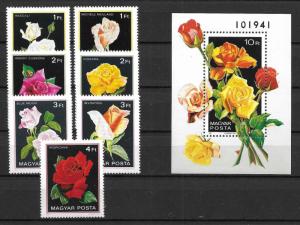 Hungary 2735-42 Roses set and s.s. MNH