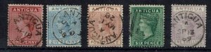 ANTIGUA SG25/30 1884-7 SET OF 5 USED (d)