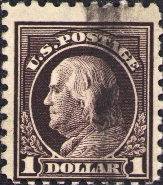 478 $1,00 Franklin Head Perf 10  1916 Used