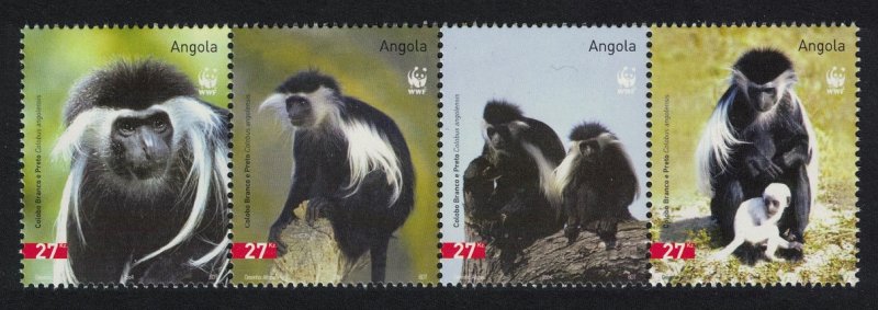 Angola WWF Black-and-white Colobus Strip of 4v SG#1717-1720 MI#1745-1748 SC#1279