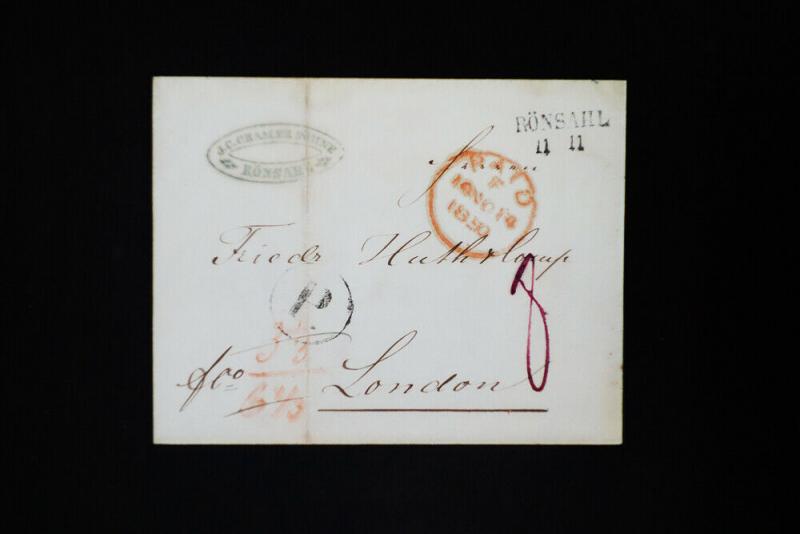 Prussia 1850 Stampless Cover to London