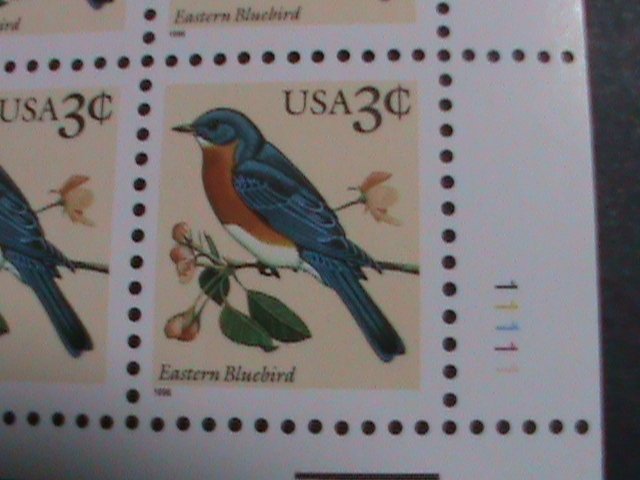 ​UNITED STATES 1990-SC#2478  EASTERN BLUE BIRDS MNH IMPRINT PLATE BLOCK-8-VF