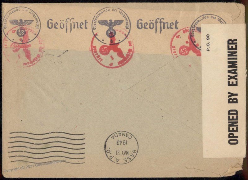 Germany WWII Kriegsgefangenen POW Ottawa Canada Cover G80889