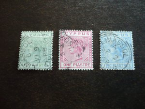 Stamps - Cyprus - Scott# 19a,21a,22a - Die 1 - Used Part Set of 3 Stamps