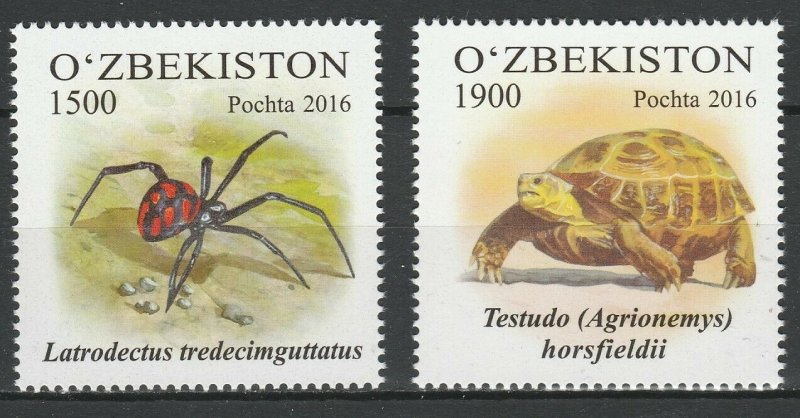 Uzbekistan 2016 Fauna, Turtles, Spiders 2 MNH stamps