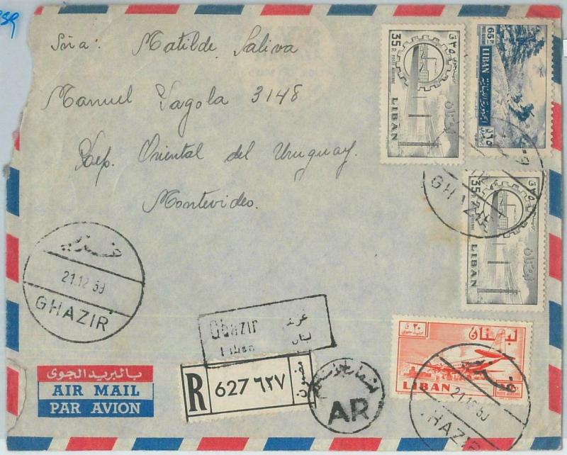 74931 - LEBANON - POSTAL HISTORY - REGISTERED COVER from GHAZIR  to the USA 1959