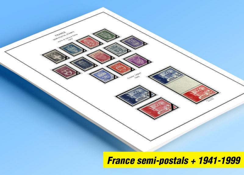 COLOR PRINTED FRANCE 1941-1999 SEMI-POSTALS + STAMP ALBUM PAGES (87 ill. pages)