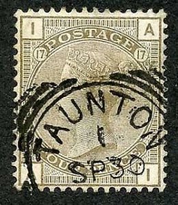 SG160 4d Grey-brown Plate 17 wmk Crown Taunton Sq Circle Fine used cat 80 pounds