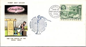 Philippines FDC 1956 - Liberty Well - 20c Stamp - Single - F43317