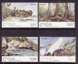 Christmas Is.-Sc#350-3-unused NH set-Scenic Views-1993-