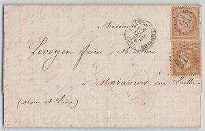 France 1872 10c Napoleon & 15c Ceres Mixed Franking Cover w/Bureau Passé