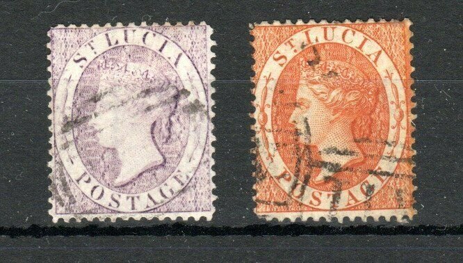 St Lucia 1876 (6d) pale lilac and (1s) deep orange FU