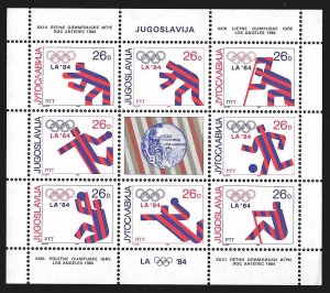Yugoslavia SC 1704 * '84 Los Angeles Olympics Mini-Sheet * MNH * 1984