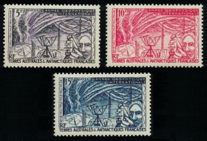 FSAT TAAF Intl Geophysical Year 3v 1957 MNH SC#8-10 SG#19-21 MI#10-12