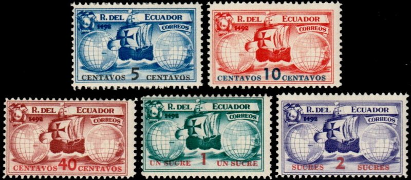 ✔️ ECUADOR 1935 - CHRISTOPHER COLUMBUS SHIPS - UNISSUED SET ** MNH  [PA35X3]