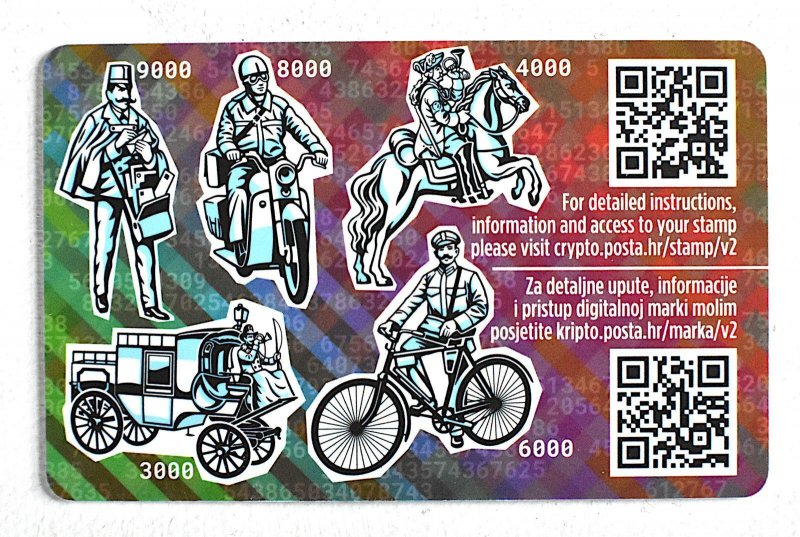 CROATIA CRYPTO STAMP 2 TRANSFER OF POSTAL HISTORY MAIL COACH, 2020