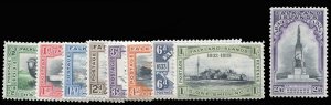 Falkland Islands #65-73 Cat$500, 1933 Centenary, 1/2p-2sh6p, hinged