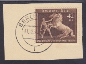 Germany B145 Used on Piece 1939 6th Brown Ribbon at Munich Man Holding Horse