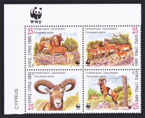 Cyprus Mouflon 4v Corner Block 2*2 WWF Logo 1998 MNH SC#920-923 SG#941-944