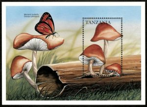 Tanzania 1996 - Mushrooms, Butterfly - Souvenir Stamp Sheet - Scott #1539 - MNH