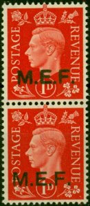 Middle East Forces 1942 1d Scarlet SGM6b 'M6 & M6a Se-Tenant Vert' V.F MNH