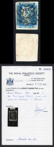 1840 2d Blue (EB) Plate 1 Fine LEEDS Maltese cross cat 3000 pounds RPS Cert