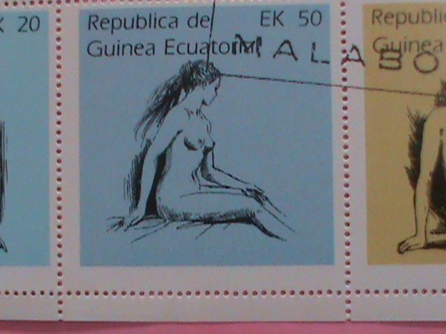 GUINEA EQUATORIAL STAMP-1976 HAND DRAWING NUDE ART PAINTING -MNH STAMP SHEET -