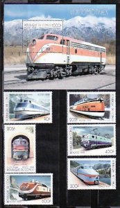 Congo Rep., 1999 issue. Trains set and s/sheet. ^