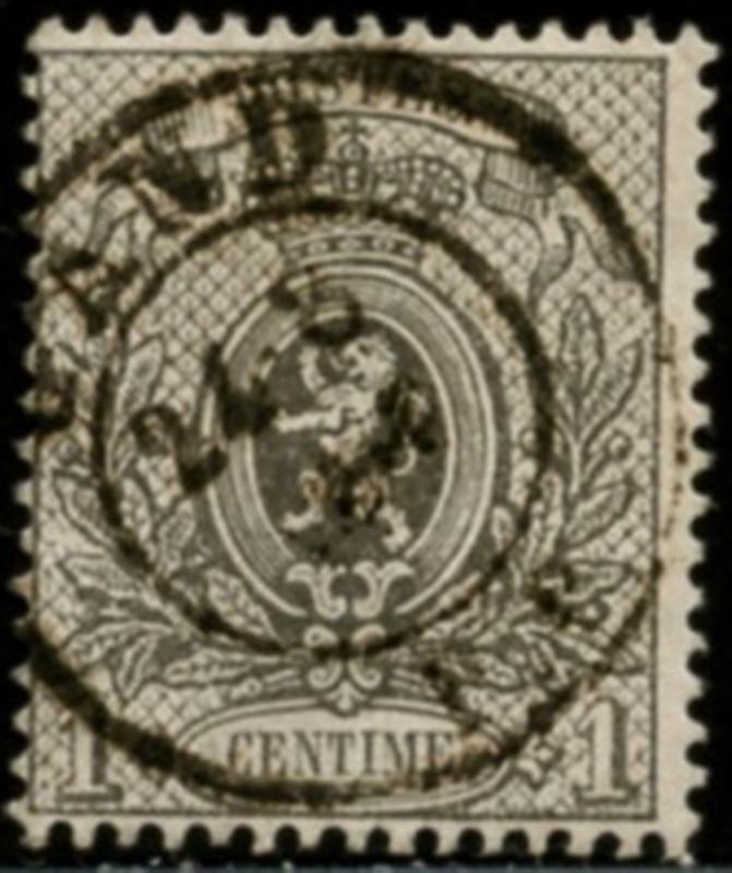 BELGIUM Sc#24 1866 1c Arms gray perforated Used “GAND”