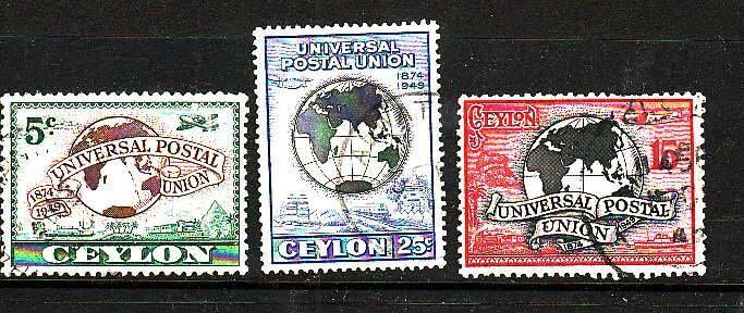 Ceylon-Sc#304-6- id7-used set-UPU-Maps-1949-