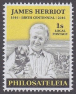 US PHILOSATELEIA LP - 2016 - James Herriot - Single Stamp - M N H -Private Issue