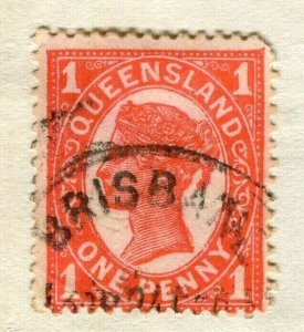 AUSTRALIA; QUEENSLAND 1906-08 early classic QV issue fine used 1d. value