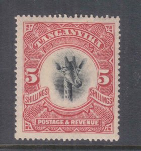 TANGANYIKA, 1923 Giraffe, watermark upright, 5s. Scarlet & Black, lhm.