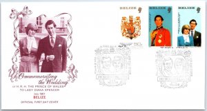 FIRST DAY COVER ROYAL WEDDING PRINCE CHARLES & PRINCESS DIANA BELIZE 1981