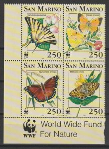 SAN MARINO 1993 WWF SG 1454/7 MNH