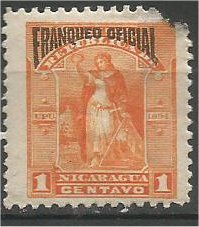 NICARAGUA, 1894, MH 1c, OFFICIAL, Scott O42 damage