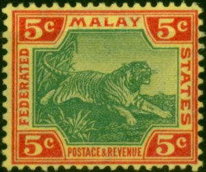 Fed of Malay States 1906 5c Green & Carmine-Yellow SG39 Fine LMM